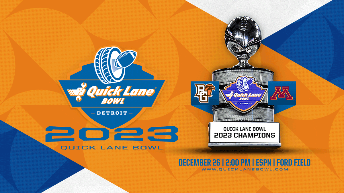 GameAboveBowl's tweet photo. The Match Up is set!  

2023 Quick Lane Bowl

@BG_Football  vs @GopherFootball 
📅December 26, 2023
🕙2:00 P.M. EST 
📍Detroit, MI https://t.co/IFIK6dR3Wc