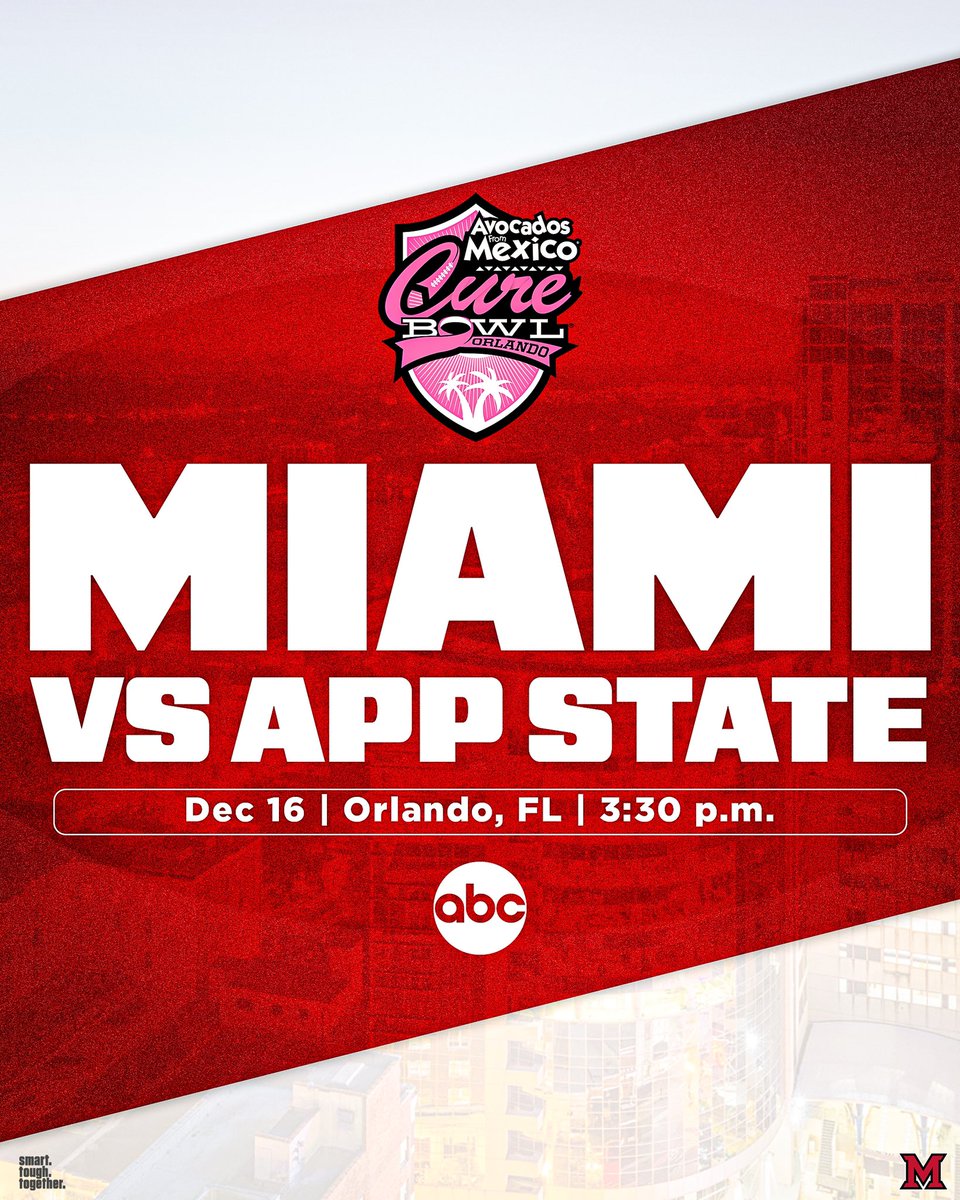 We’re headed to Orlando‼️

Miami will play App State in the Cure Bowl on Dec 16.

#RiseUpRedHawks | 🎓🏆