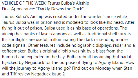 stcanardfiles's tweet photo. VEHICLE OF THE WEEK: Taurus Bulba's Airship
First Appearance: "Darkly Dawns the Duck"
#darkwingduck #taurusbulba #taurusbulbasairship #negaduck #clovis #ramrod #agonyisland #kingmidas https://t.co/DwRFjPkwjT