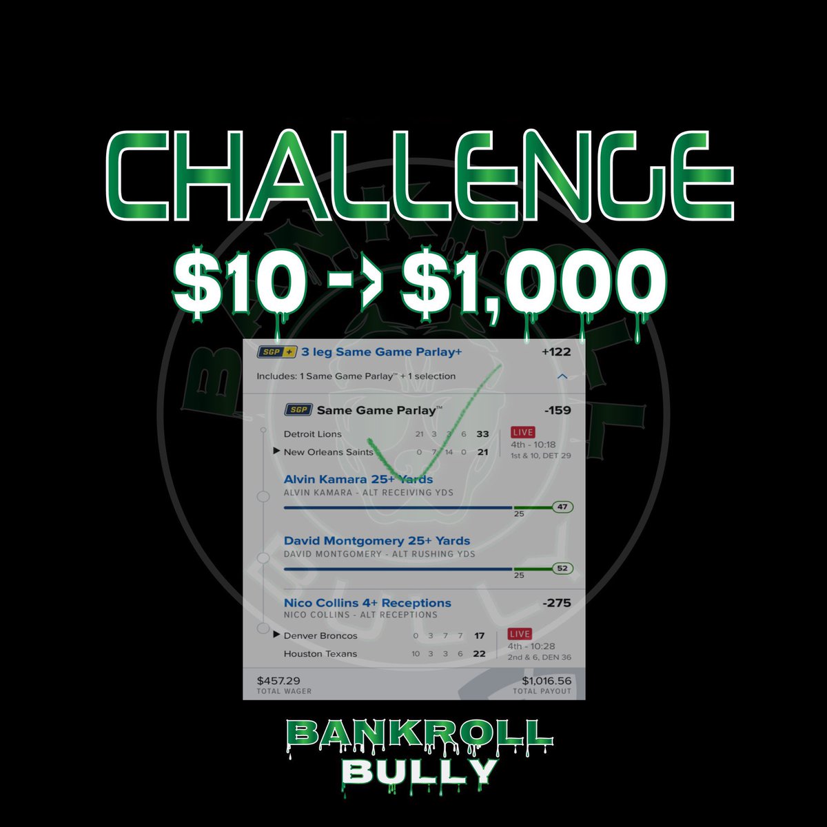 the_Dollabills's tweet image. $10—&amp;gt;$1,000 COMPLETE!!! ✅✅✅✅✅✅✅

That is BACK 2 BACK full cash 💰 💰 

Love you all hope I was able to help some of you out this month!!

As always #Retweet and follow to get on the 🚂 to $1,000

#GamblingX @CappCollective