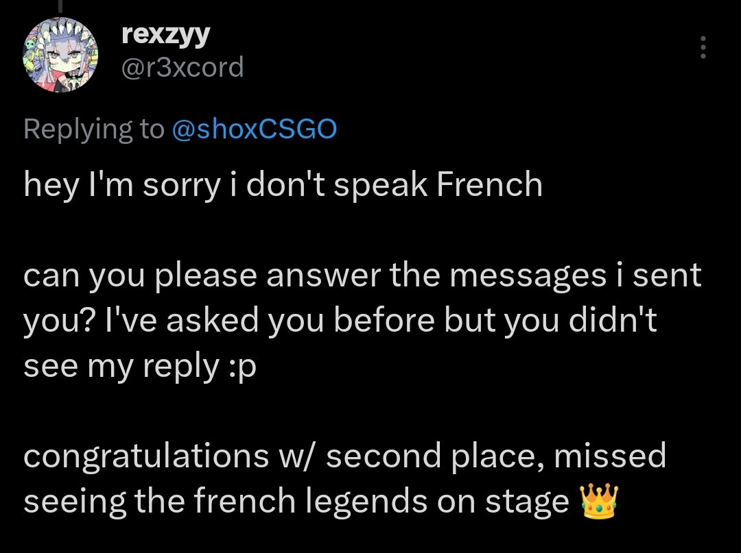 r3xcord's tweet photo. @shoxCSGO Please answer my messages, it's my dream to get a response from you 🥺 https://t.co/ZiWfqrEcVo