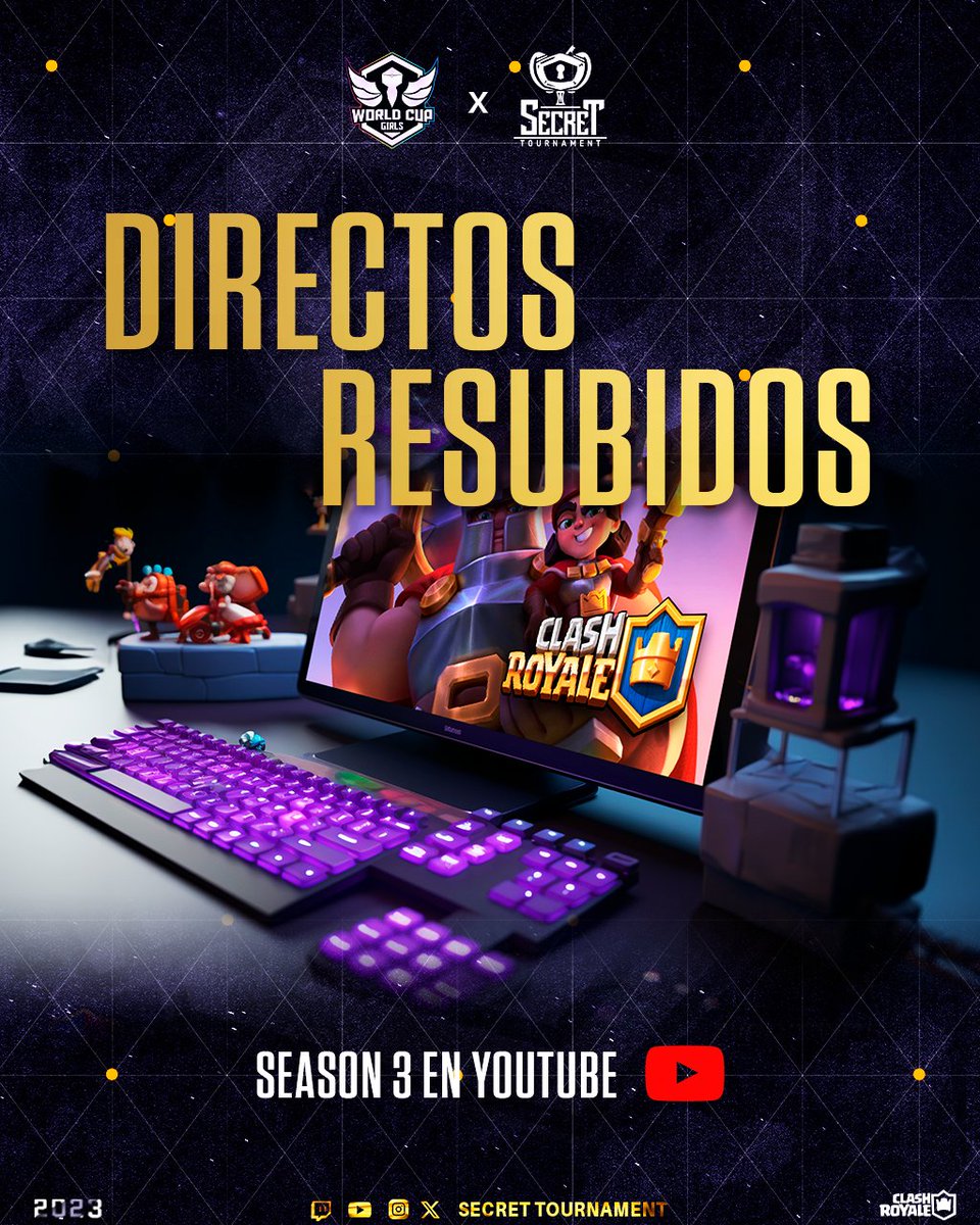 #WCG_S3 #ClashRoyale

¿Te gustaría vivir una vez más los partidos de la tercera edición de World Cup Girls? 👸🏻

Los partidos ya se encuentran resubidos en Youtube. Síguenos y disfruta lo mejor del competitivo femenino desde la primera jornada. 

🔗 • youtube.com/@secrettournam…