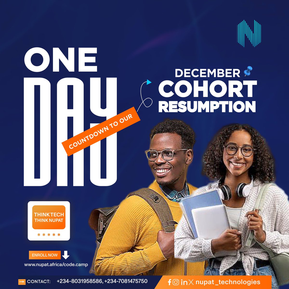 NupatOfficial's tweet image. Tomorrow is the big day! In less than 24 hours, the December cohort will begin. 

We're excited to kick off this journey with you and help you achieve your goals. We can't wait to welcome you on board!

#resumption #tech #nupattechnologies