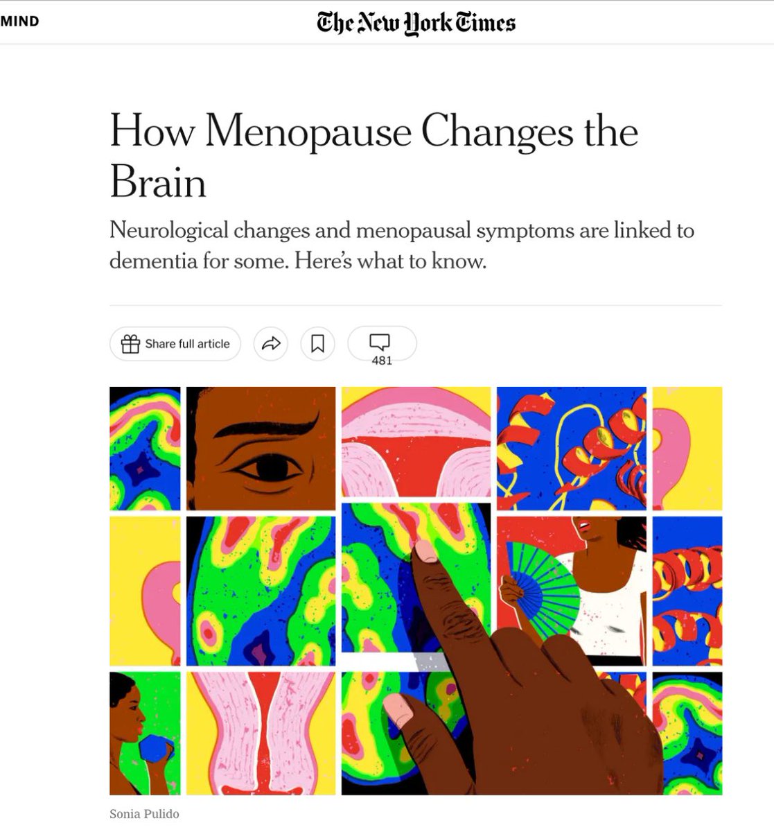 Great article in the <a href="/nytimes/">The New York Times</a> 

It states - the female brain is rich in estrogen receptors, particularly in regions that control memory, mood, sleep and body temperature, all of which “work beautifully when estrogen is high and consistent,” <a href="/dr_mosconi/">Dr. Lisa Mosconi</a> quotes

For centuries too