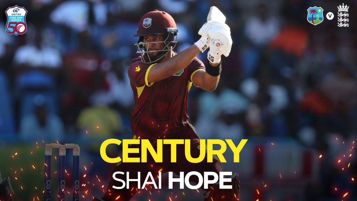 windiescricket's tweet photo. Captain fantastic! Shai Hope with his 1️⃣ 6️⃣ th ton taking the West Indies to a win!🏏 💥 #WIHomeforChristmas #WIvENG https://t.co/f8vIAGTNtr