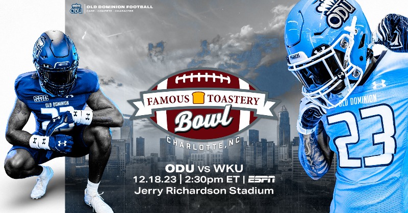 OldDominionAF's tweet photo. ATTENTION MONARCH NATION!!!

@ODUFootball is heading to Charlotte, NC to play in the @FamousToastery_ Bowl!

Please consider making a contribution today to help our Monarchs have the best experience possible this postseason!

#ODUSports | #ReignOn | #Monarchs