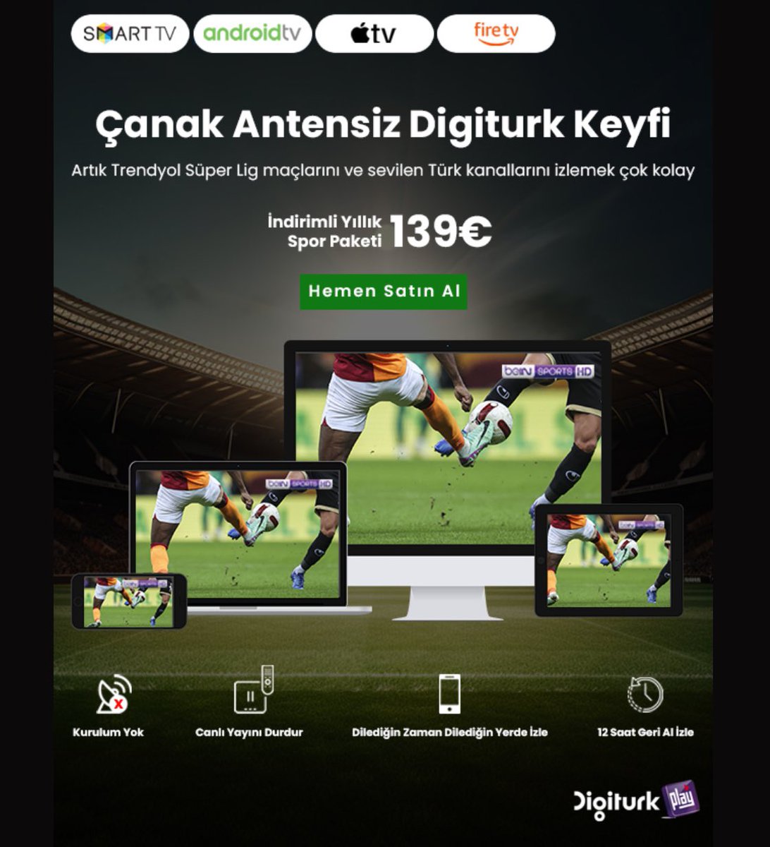 PolatStore's tweet image. Çanak antensiz #digiturk keyfi…
#TrendyolSüperLig maçları ve sevilen #türk kanallarını izlemek artık çok kolay ##beINSPORTS #Berlin