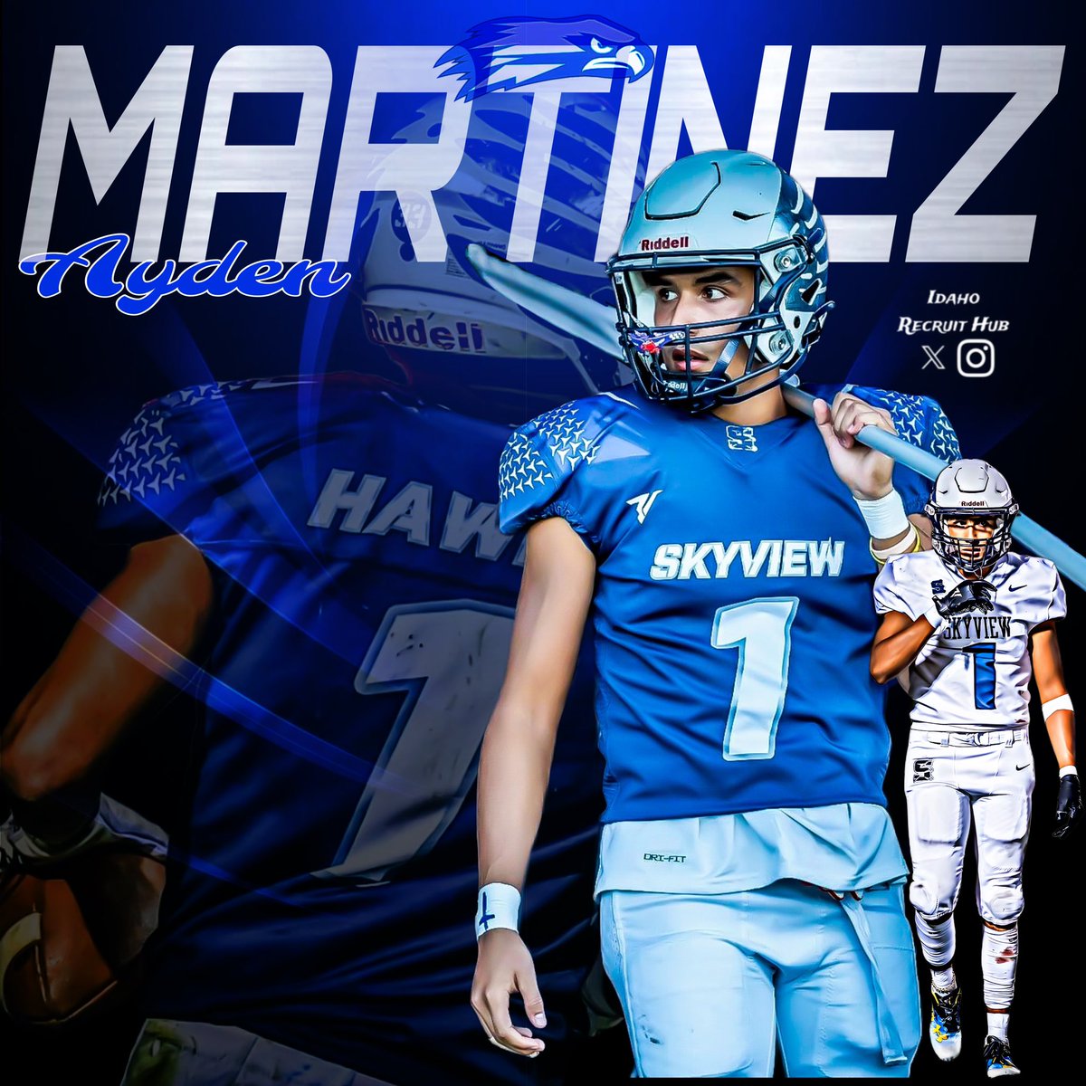 Idaho Recruit Hub (@idahorecruithub) on Twitter photo Skyview High School's ⭐️⭐️ standout senior, Ayden Martinez, a versatile force on the field as both a WR and DB, amassing 900 all-purpose yards. Earning him 1st Team All-Conference. Ayden also earned a spot in the all-star game, showcasing his abilities on a broader stage. Skyview High School's ⭐️⭐️ standout senior, Ayden Martinez, a versatile force on the field as both a WR and DB, amassing 900 all-purpose yards. Earning him 1st Team All-Conference. Ayden also earned a spot in the all-star game, showcasing his abilities on a broader stage.