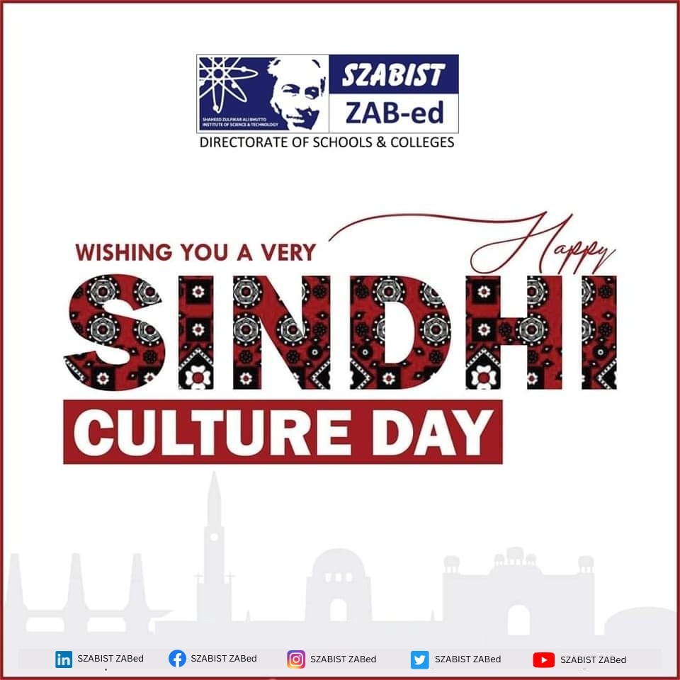 SZABISTZABed's tweet photo. SZABIST ZAB-ed wishes everyone Sindhi Cultural Day, which is widely celebrated with traditional enthusiasm to spotlight the centuries old rich culture of Sindh ❤️

#sindhculturalday #szabistzabed #culturalday #sindhiday2023 https://t.co/8zP0vT0Q0B