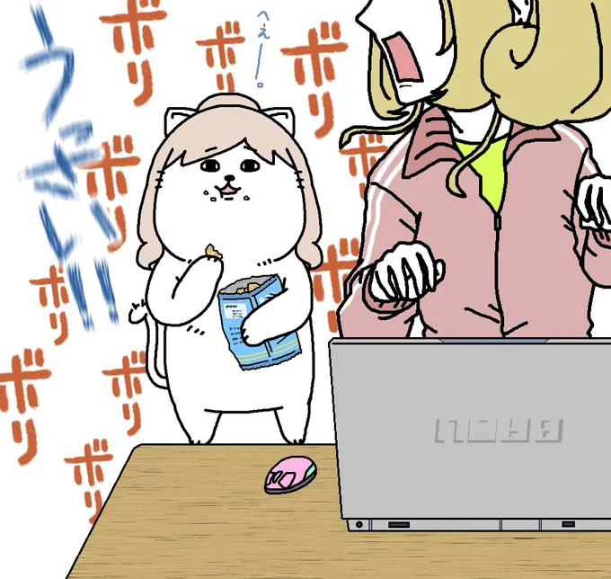 【日刊たのしい前川】
寮の共用スペースで同僚が書き物をしていたので、後ろから見学する前川 