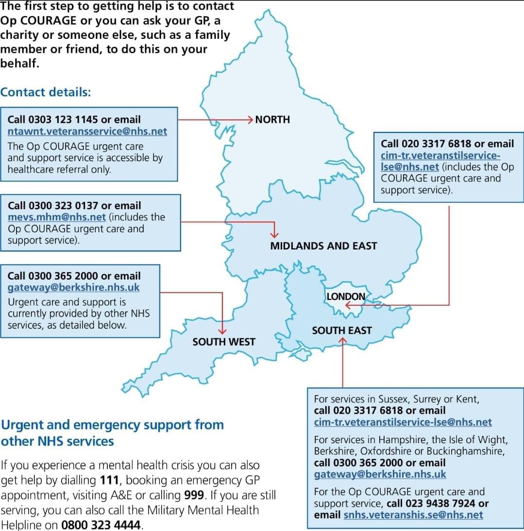 BigBearF1's tweet photo. Taken from #VeteranAffairsUK: How to contact OP Courage so that you can start your path to recovery if you are a Veteran in the UK. #KeepStrongTroops. 💂🏻‍♂️👋🏻🇬🇧🍻 https://t.co/FMpv9VABpr