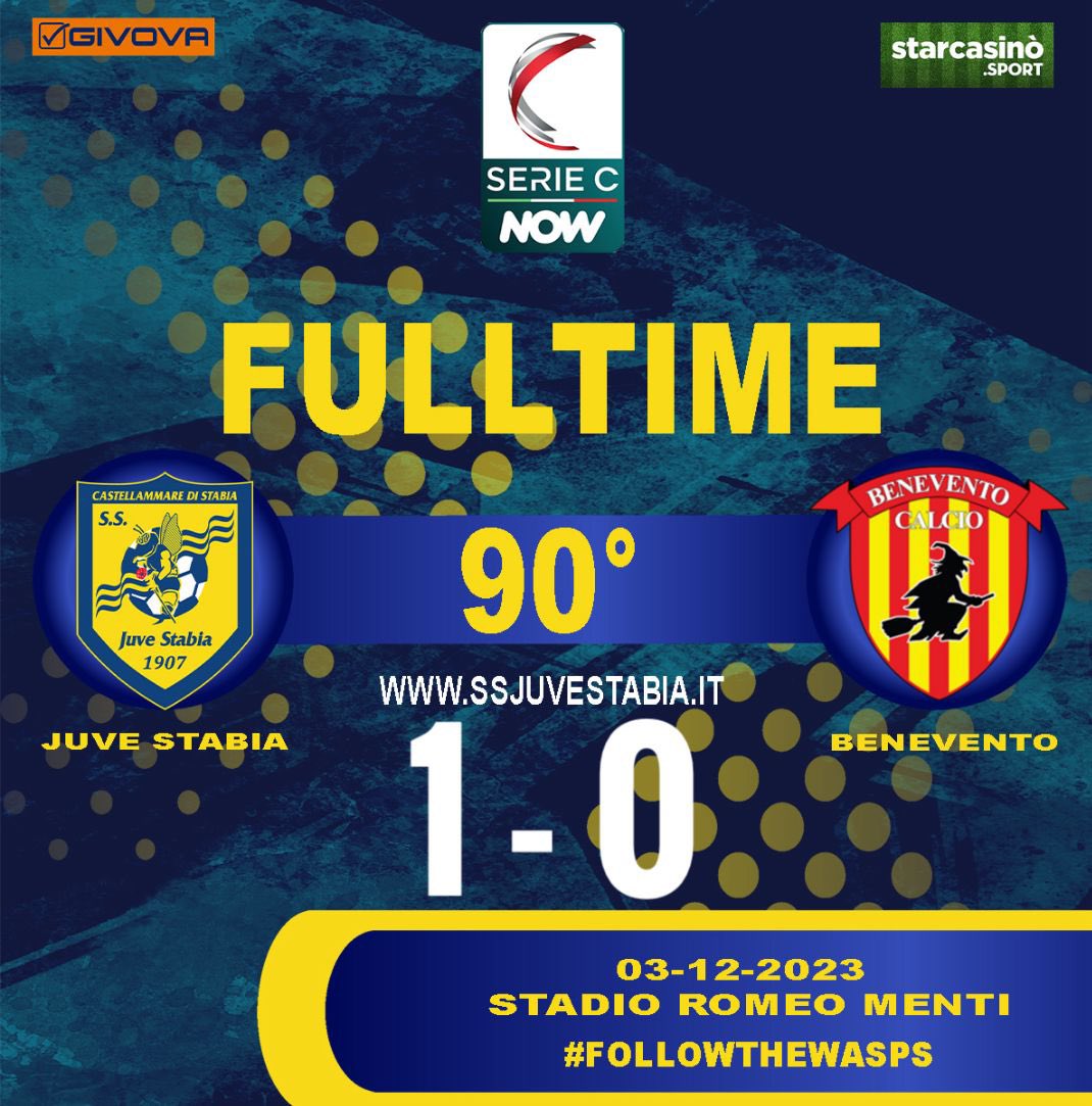 ss_juvestabia's tweet photo. ⏱️ 94’ Finale al Menti 
VINCIAMO NOI 💛💙
Juve Stabia batte Benevento 1-0 💛💙🐝

Juve Stabia - Benevento 1-0 |
#forzajuvestabia #JSTBEN🐝⚽️🏟 https://t.co/pdiOY39JDl