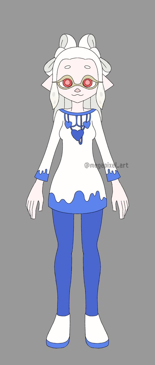 megapixel_art's tweet photo. I designed this cool new outfit for Fiona! I think the red fits her better, but the blue is more accurate to irl squid biology. Also take a bonus sketch of her squid form. https://t.co/Y0SfWuSsrY
