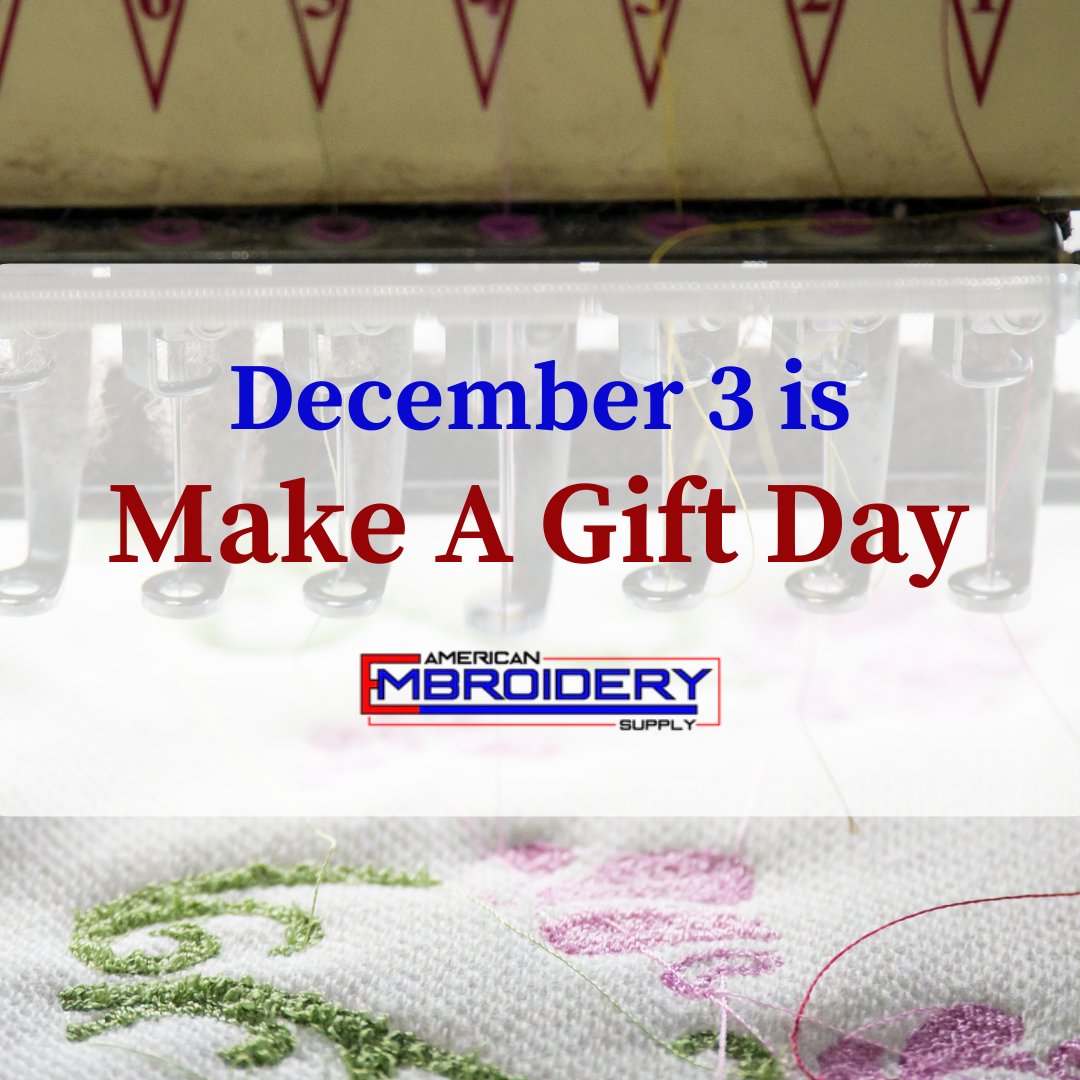 Did you know that December 3 is Make A Gift Day? Celebrate by making something for a loved one—don't forget to tag us if you post it! 

#americanembroiderysupply #embroiderysupply #monograms #machineembroidery