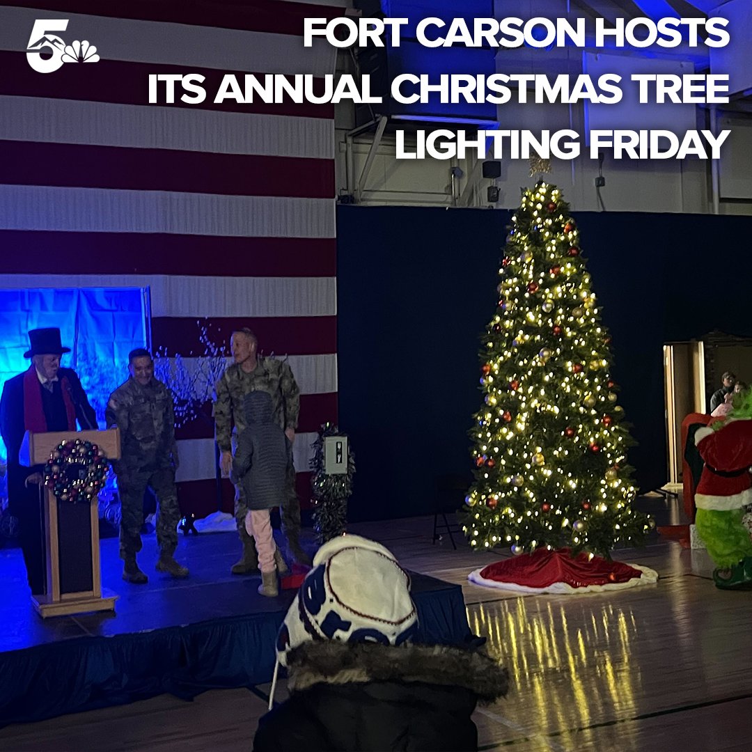 KOAA's tweet image. Some major Christmas Holiday Spirit on Fort Carson Friday night. And for good reason, dozens of military families came together on post for the annual holiday tree lightning. 

Watch More at: tinyurl.com/FortCarsonLigh… 

#fortcarson #koaa