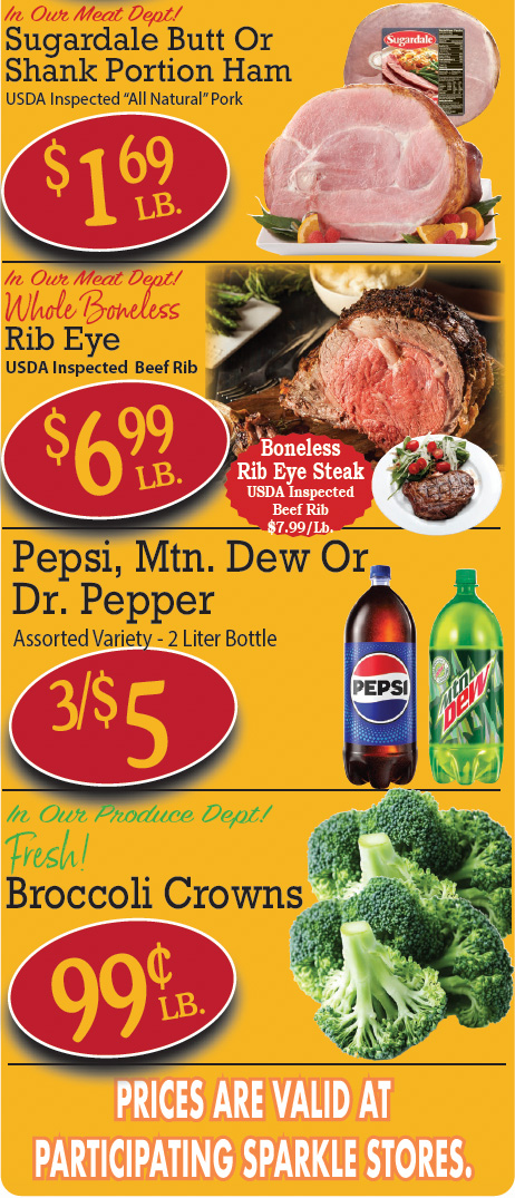 sparklemarkets's tweet photo. Our December 3 Day Sale starts tomorrow! It may be chilly outside, but these items are HOT! 🔥 Get Pureau water, 5 Lb. packs of Sugardale slab bacon, Sugardale hams, whole boneless ribeyes and more! Start prepping for the holiday!
*not valid at Ohio Valley and Andover locations https://t.co/4XWSCkxD1U