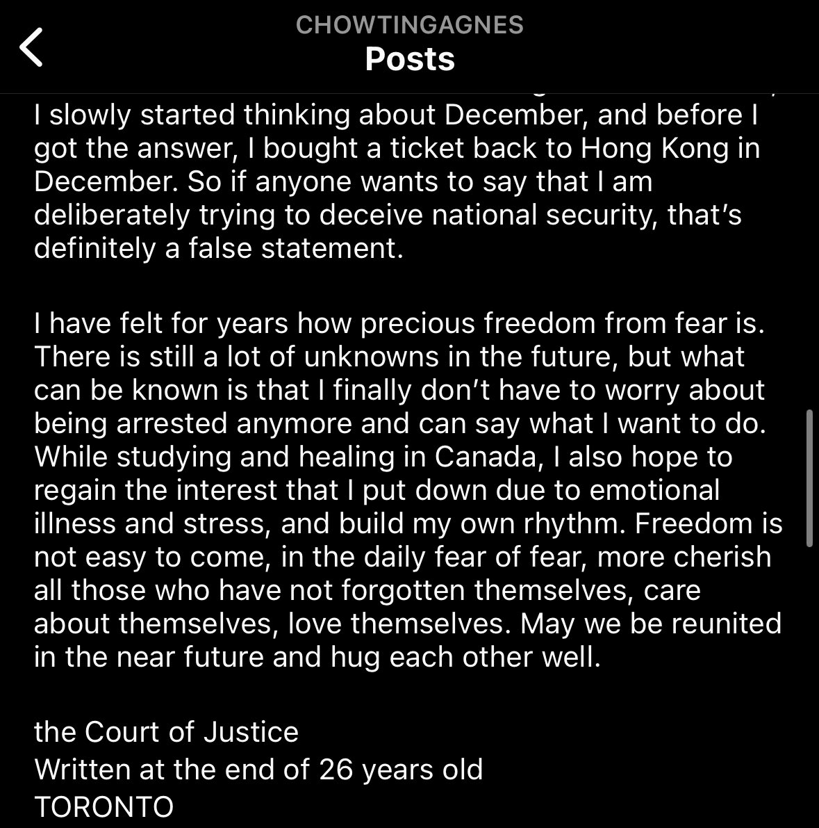 SamuelBickett's tweet photo. Reading this traumatic story is relatable for so many of us—the intense weight of being unsure until the plane takes off whether authorities will change their mind &amp; drag you back to prison.

Welcome to North America, @chowtingagnes. We’re so very glad—and relieved—you’re here. https://t.co/x9yPrsym3M