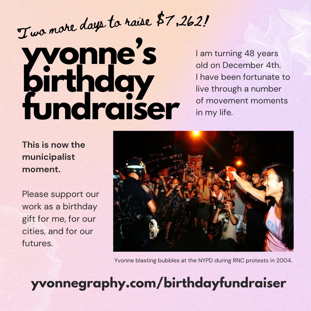 Almost 10 years ago, I co-founded @solidarityresearch with comrades from the @iww. Our work is at the intersection of solidarity economies and racial justice. Please support our work as a birthday gift for me and so that we don’t end the year in the red: yvonnegraphy.com/2023/12/03/two…