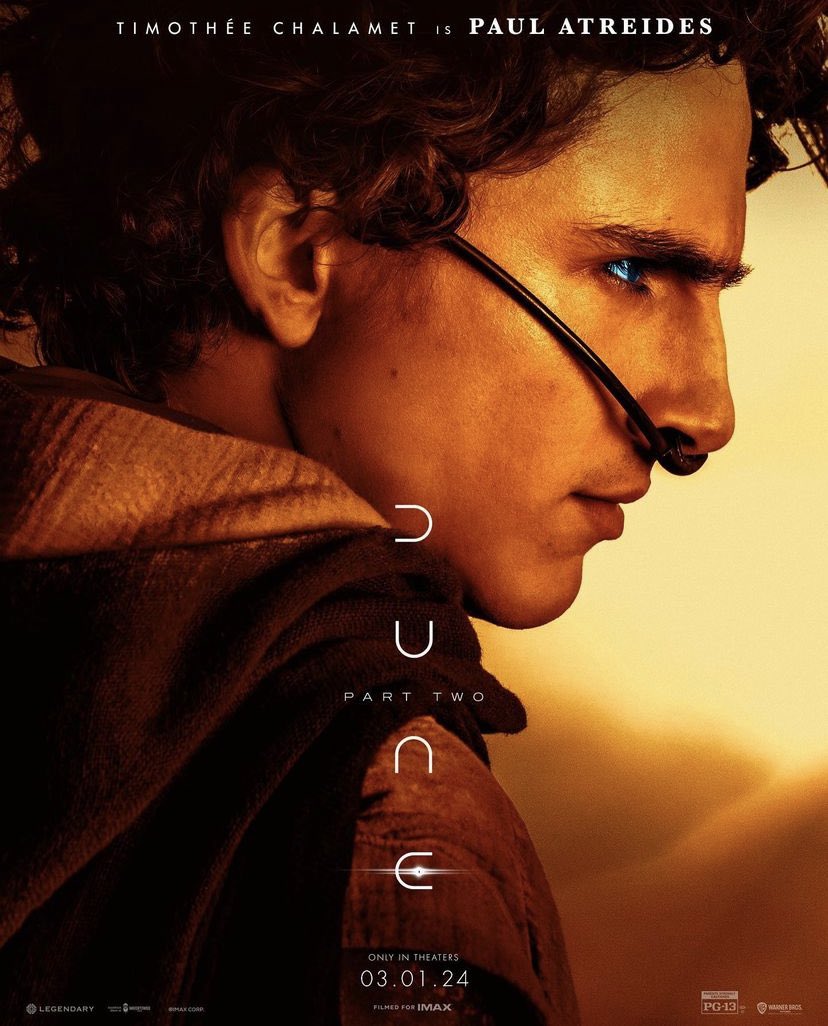 FilmUpdates's tweet image. Timothée Chalamet as Paul Atreides in new poster for ‘DUNE: PART TWO’