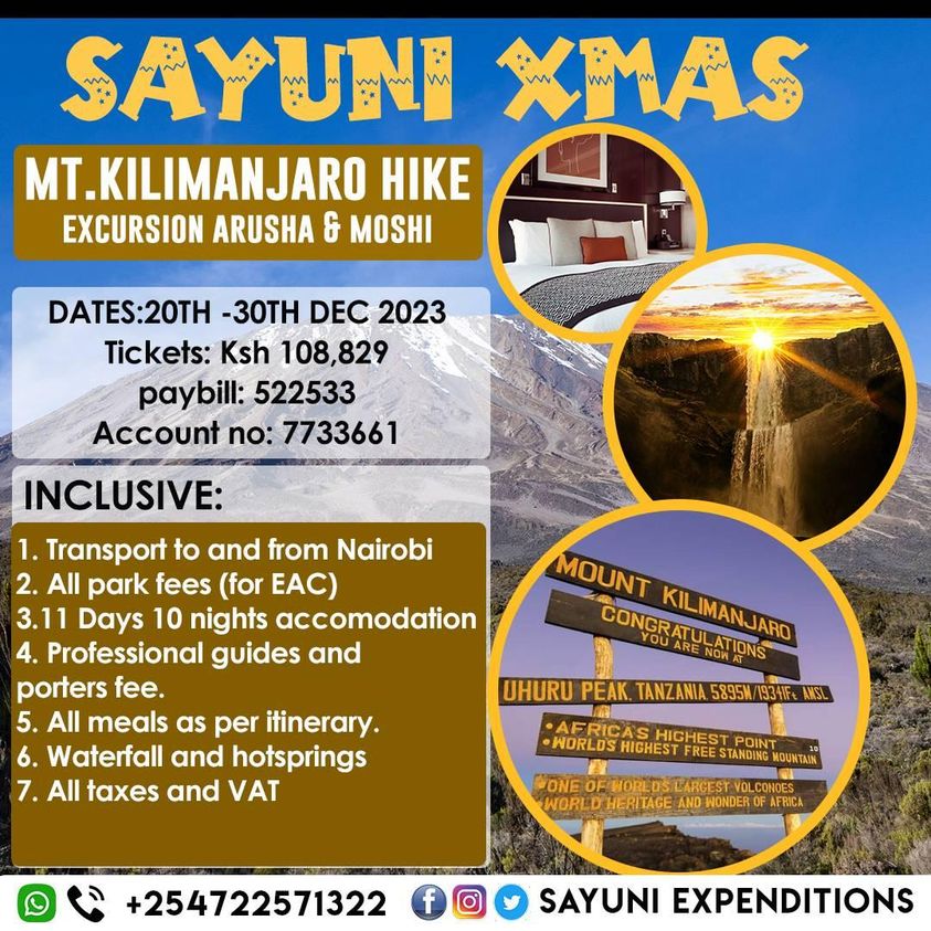 andrewegala's tweet photo. @WTTC @tunajibu Festive season : Fun &amp; Adventure, Hiking Mt. Kilimanjaro- Summit on Christmas Day 25th December 2023 https://t.co/V1cSp9nLq6
