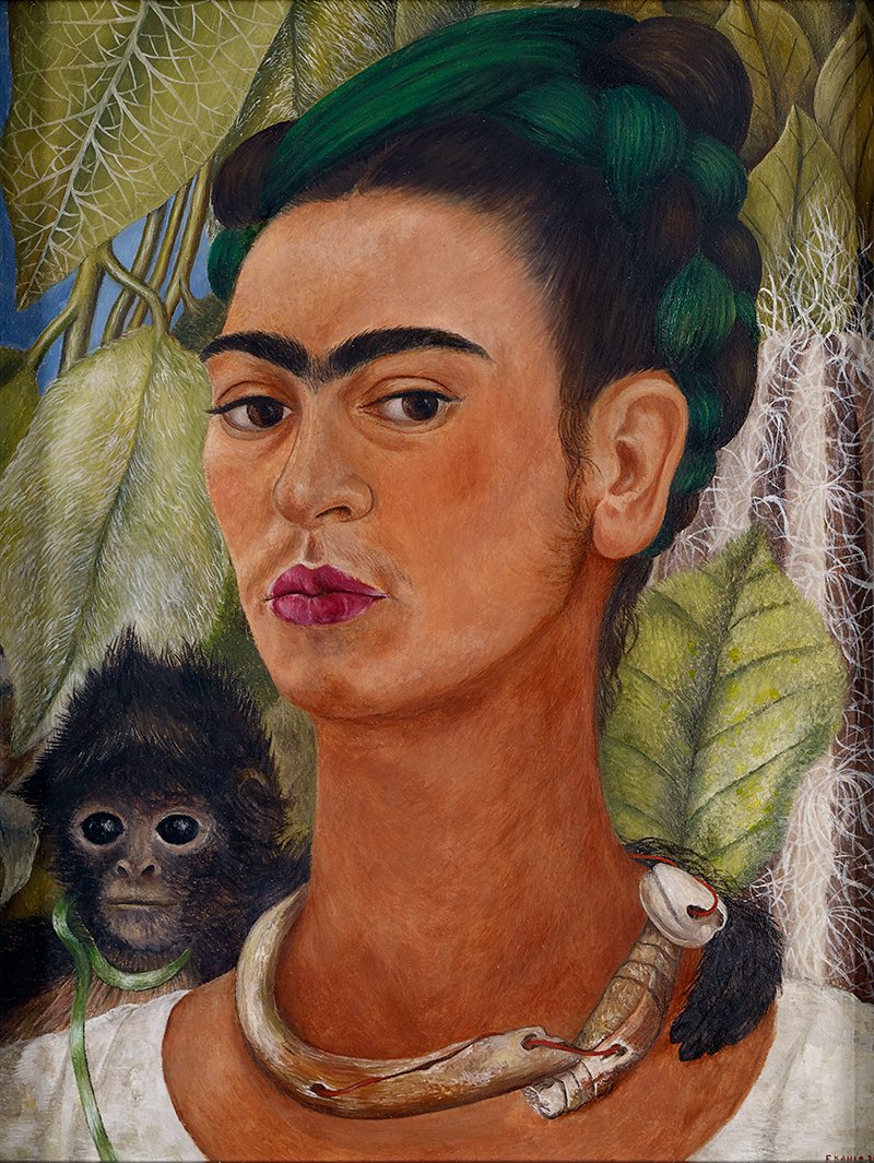 “Autorretrato con mono'. (1938) #FridaArt #FridaKahlo