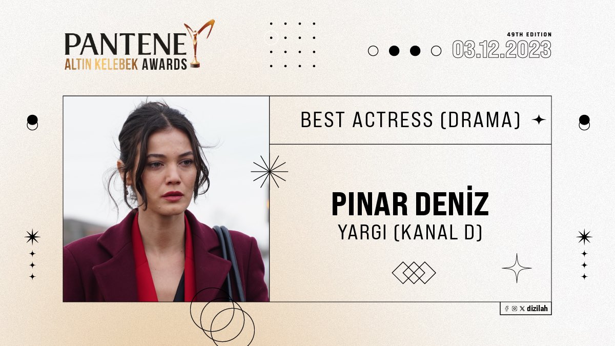 The award forBest Actress (Drama) goes to PINAR DENİZ – YARGI (KANAL D) #PanteneAltınKelebek