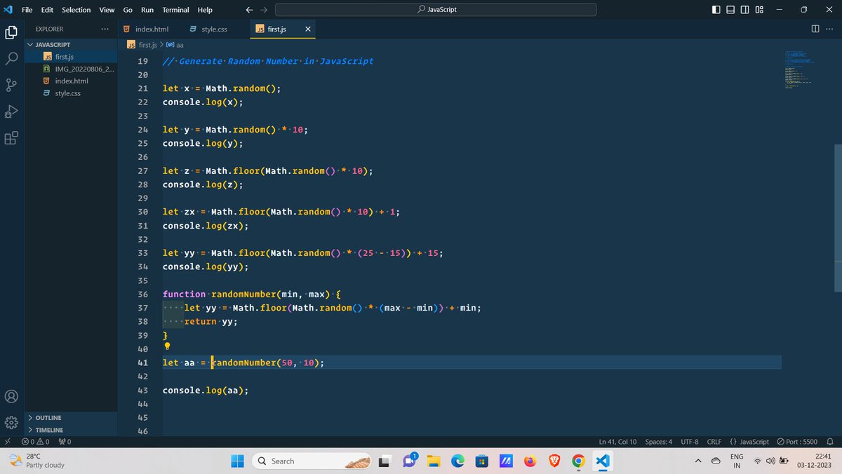 iam_rajankumar's tweet photo. Day 24 of #100DaysOfCode #codeWithJSK  Today I learned about Generate Random Number in JavaScript #javascript #css #HTML https://t.co/2p8z9As3ZD