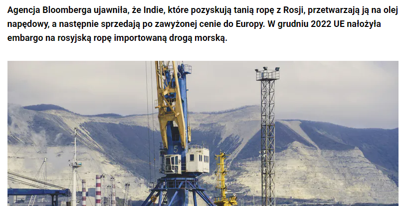 BalliMarzec's tweet photo. Rosja przystosowała się do sankcji.
Rosyjska ropa trafia do #Indii, jest przetwarzana, a następnie wysyłana do Europy jako indyjskie paliwo.
A Indyjskie rafinerie ropy naftowej są kontrolowane przez RosNieft. 
Tylko zwykli obywatele w Europie więcej płacą za wszystko. https://t.co/ULyILyuR4b