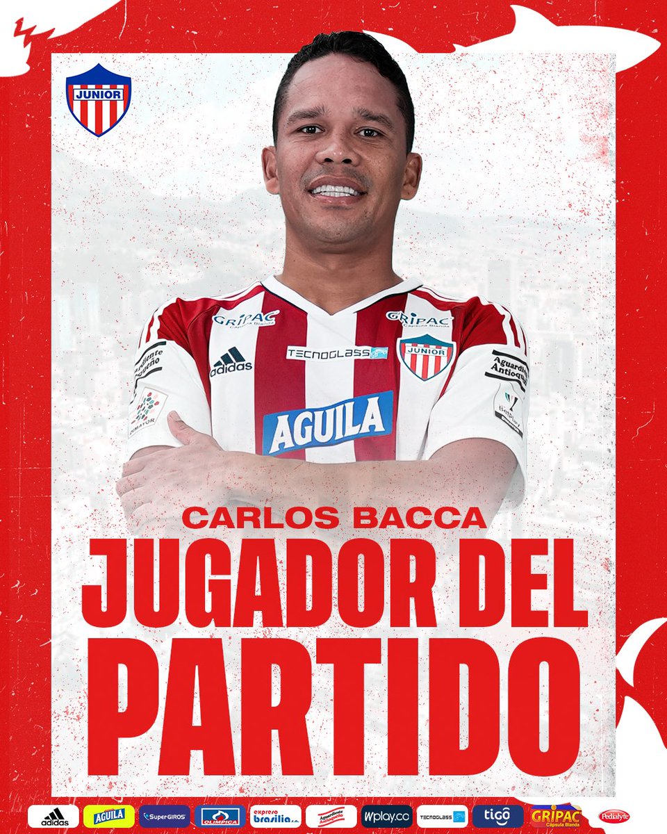 JuniorClubSA's tweet image. 🤩🏆 ¡EL MVP! 
Nuestro goleador Carlos Bacca fue elegido como la figura del partido entre Deportivo Cali y Junior FC.

#VamosJunior🔴⚪️🔵