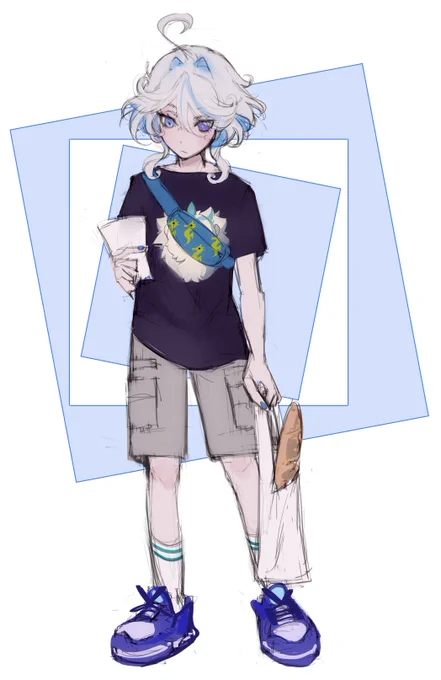 today im offering you furina in cargo shorts doing groceries#furina 