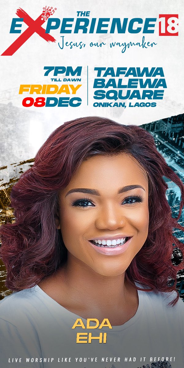 HOTRphc's tweet photo. Ada Ehi is not just an artist, she is a vessel through which the Holy Spirit moves.
Get ready to immerse yourself in the divine saturation of worship &amp; praise. As we have Ada Ehi join us at #TE18.

#TE18
#TheExperience2023
#JesusOurWayMaker
#ShareTheExperience https://t.co/8qimv8hm0C