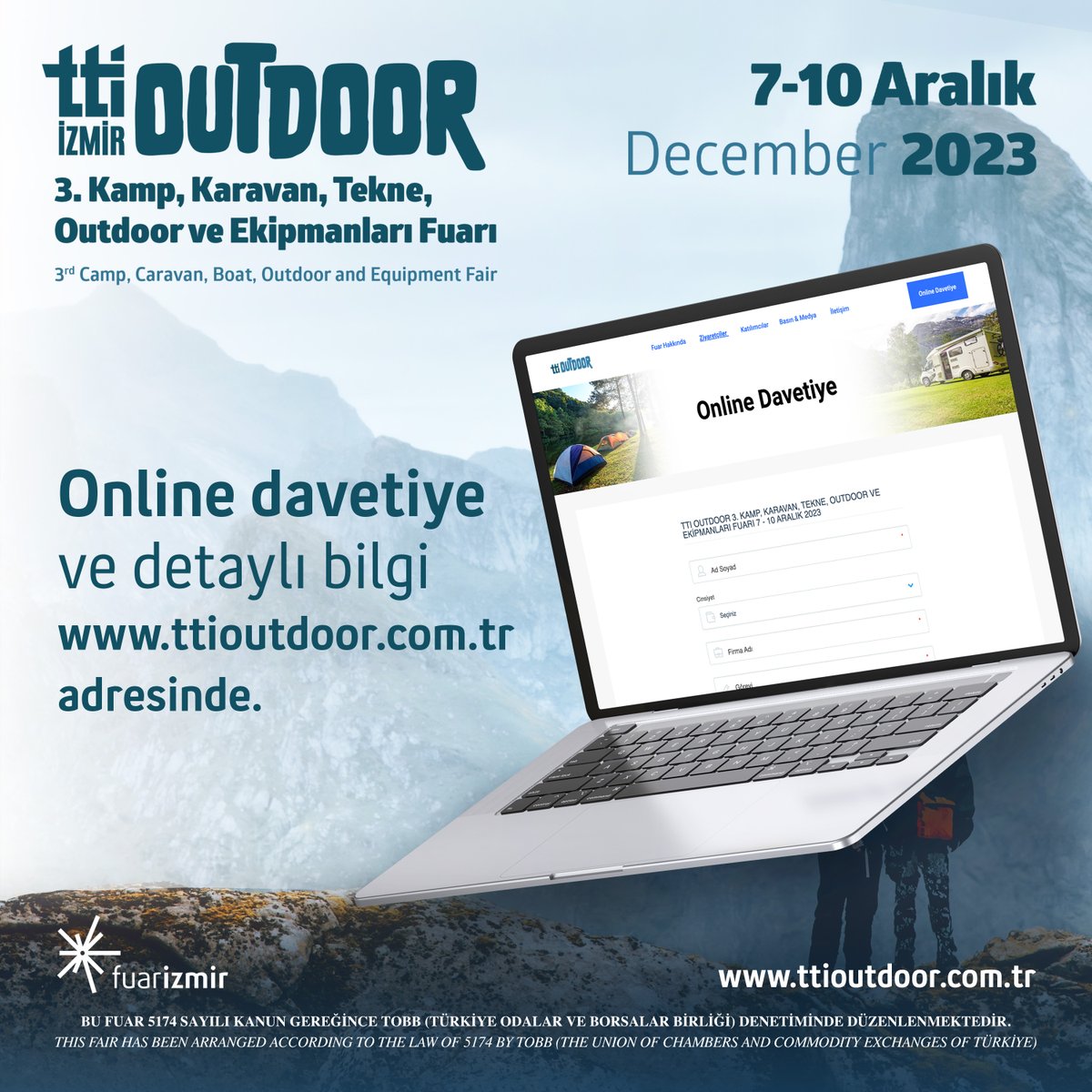 TURSABFUARCILIK's tweet photo. Online davetiyeniz https://t.co/ocm1sCQPYO adresinde….

@ttioutdoor

#ttioutdoor #3ttioutdoor #ttioutdoor2023 #ttioutdoorizmir #kampkaravanfuarı #outdoorfuarı https://t.co/TovQsz3Q9I