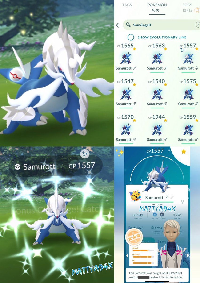 MattyA94x's tweet image. 🎉 HISUIAN SAMUROTT RAID DAY! 

Nice to get lucky in these raid days fantastic shiny got it on my 7th. Did 9 raids 2 remote and 7 only with my free raid passes! 🤩✨🥳✨🤩

NEW SHINY HISUIAN SAMUROTT My only Female the rest are Male! 😆

#PokemonGO #ShinyPokemon #HisuianSamurott