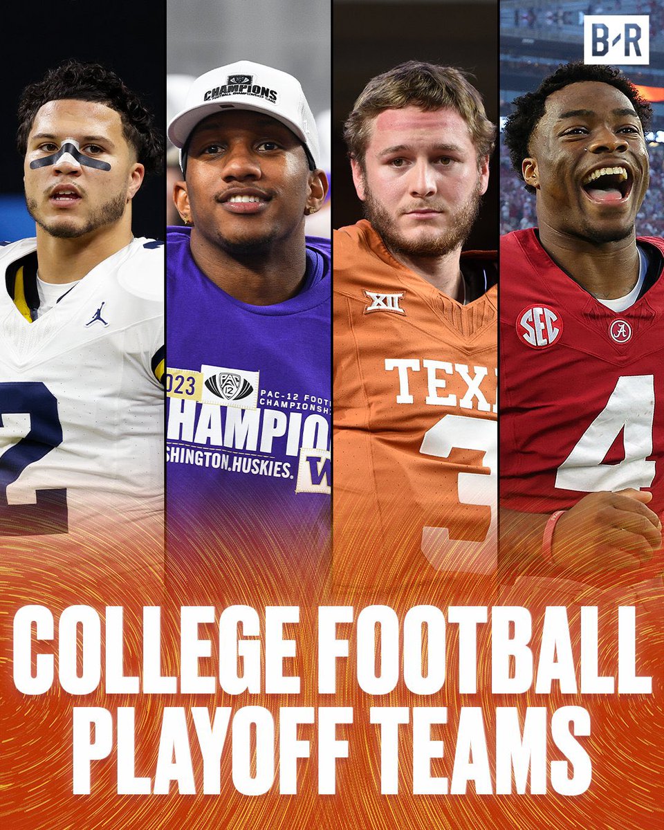 DavidNelsonEsq's tweet photo. BAM!!! THE COLLEGE FOOTBALL PLAYOFFS ARE SET 🏆
4 Best Team!!!!

(1) Michigan
(2) Washington
(3) Texas
(4) Alabama https://t.co/2zWydOye0O