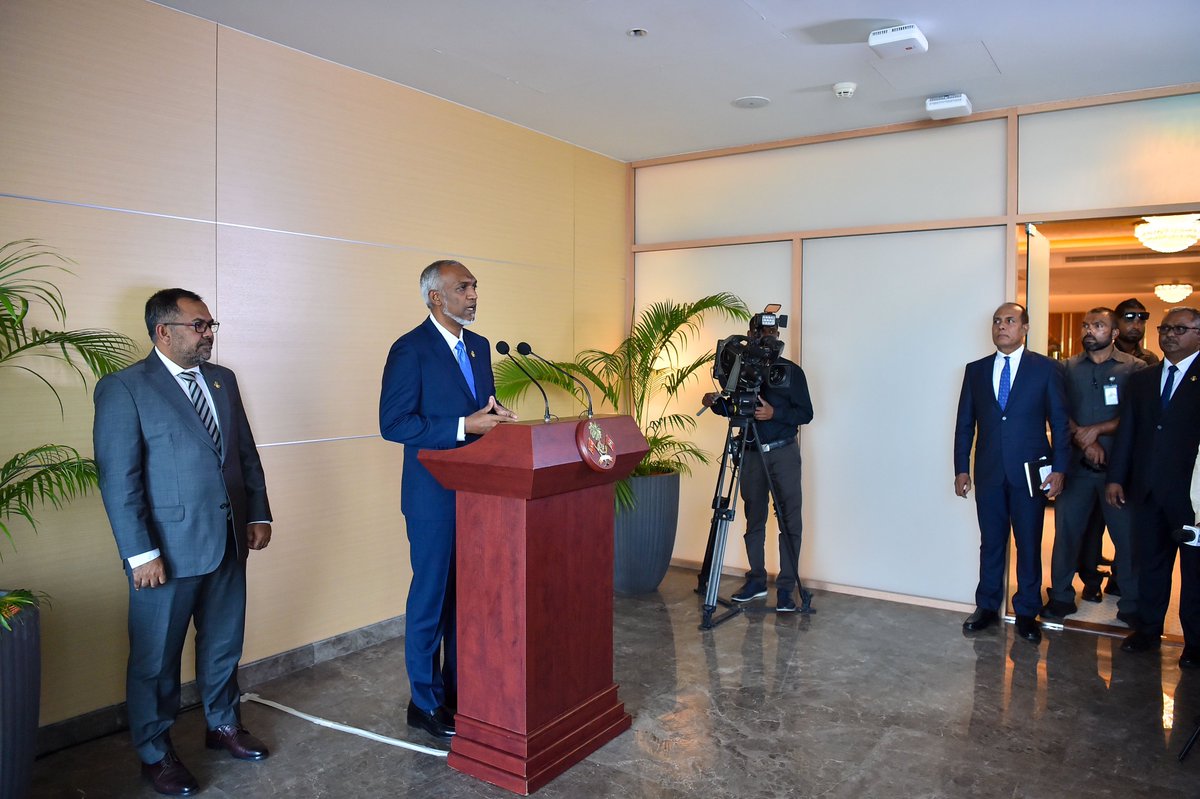 MoosaZameer's tweet photo. Concluded a successful visit to the #UAE with President Dr @MMuizzu to attend #COP28.

The President delivered a strong message on behalf of the people of Maldives, urging world leaders to:

1⃣ take stronger and more ambitious climate action that takes us on the path towards a 1.5-degree pathway,
2⃣ ensure predictable, adequate, and sustainable climate finance,
3⃣ capitalise the Loss and Damage Fund.

Led by the President, we met and interacted with leaders from a number of countries and institutions, sharing our vision for the country and outlining the priorities of our foreign policy. 

This visit has solidified our commitment to enhanced multilateral action. We have an exciting future ahead that delivers for our people!