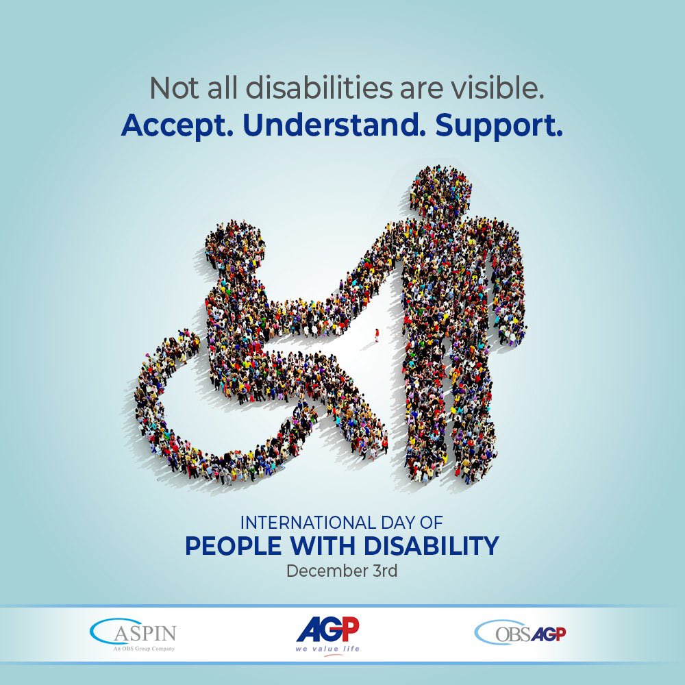 agp_limited's tweet photo. Let us celebrate the achievements of those living with a disability and raise awareness and understanding within the community.
#AGPLimited #OBSAGP #Aspin #InternationalDayOfPeopleWithDisability #Disabilities https://t.co/8OhS2poUb2