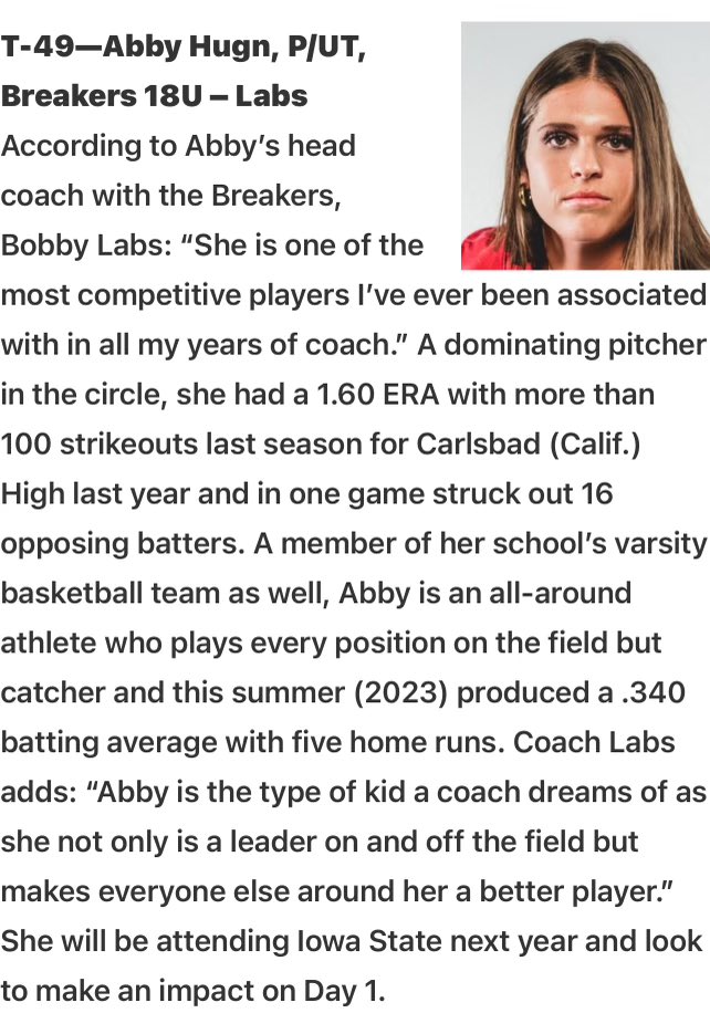 Abby Huhn (@abbyhuhn4) on Twitter photo Thank you <a href="/ExtraInningSB/">EXTRA INNING SOFTBALL</a> for ranking me in the top 100 players for the class of 2024! ๐๐ช๏ธ <a href="/CoachPinkerton/">Jamie Pinkerton</a> <a href="/coachapjackson/">Aaron Jackson</a> <a href="/BreakersLabs18G/">Breakers Labs Bobby 18U Gold</a> Thank you <a href="/ExtraInningSB/">EXTRA INNING SOFTBALL</a> for ranking me in the top 100 players for the class of 2024! ๐๐ช๏ธ <a href="/CoachPinkerton/">Jamie Pinkerton</a> <a href="/coachapjackson/">Aaron Jackson</a> <a href="/BreakersLabs18G/">Breakers Labs Bobby 18U Gold</a>
