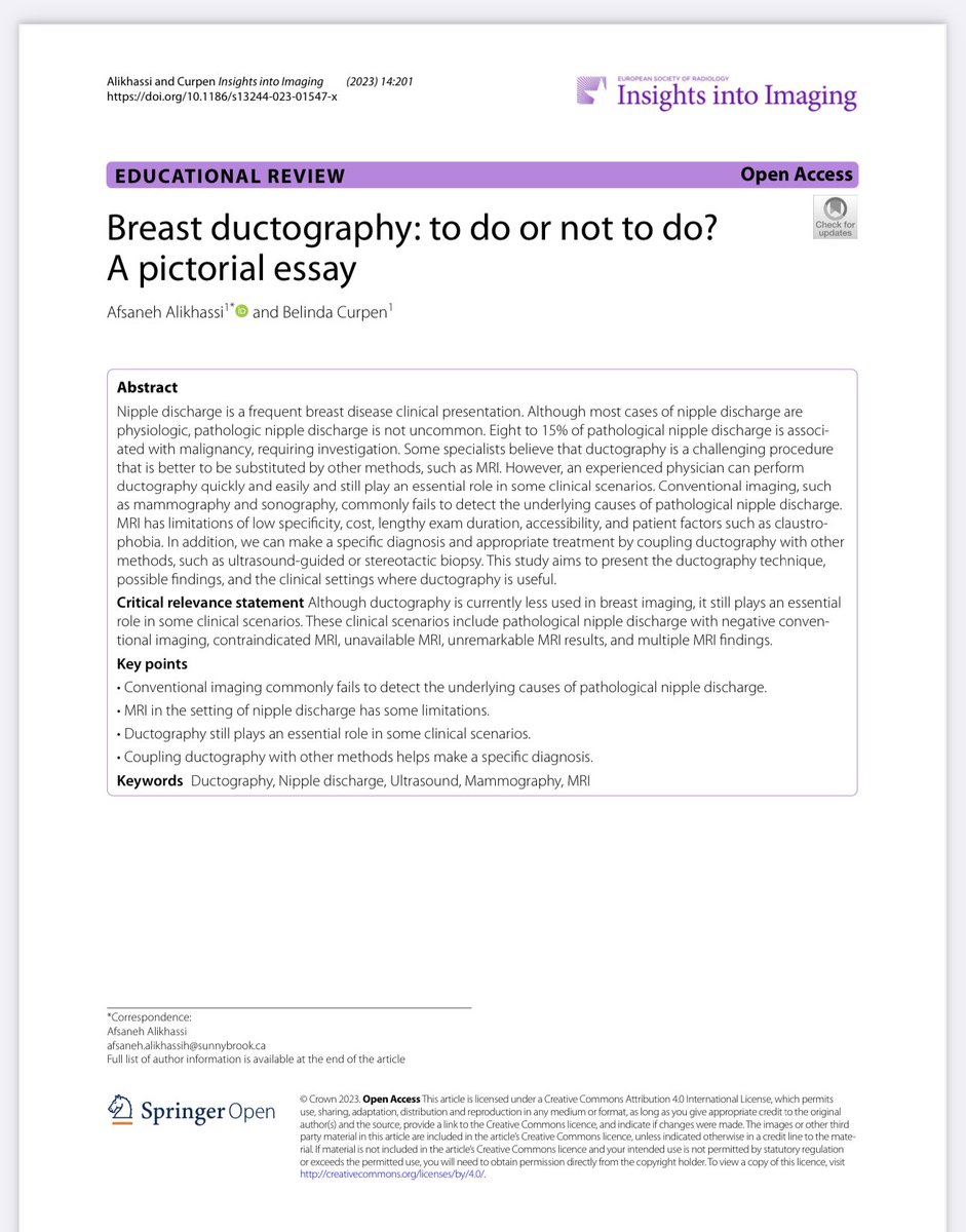 A_Alikhassi's tweet photo. It is not always about new modalities; we also need to use our available conventional techniques more efficiently; look at our newly published article with @SpringerNature @InsightsImaging
 @UofTMedIm @CARadiologists @radiologyto @canadaradwomen https://t.co/eQDIMOzxBg