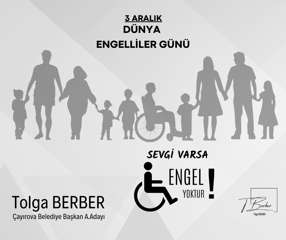 TTolgaBerber's tweet photo. "Dünya Engelliler Günü, her yıl 3 Aralık'ta dünya genelinde engelli bireylerin yaşadığı zorluklara dikkat çekmek ve onların haklarına destek olmak amacıyla kutlanır. Yüreğimizde ki sevgi ile tüm engelleri kaldıracağız. Engelsiz bir dünya için varolacağız. https://t.co/LBE5wVZ1kd
