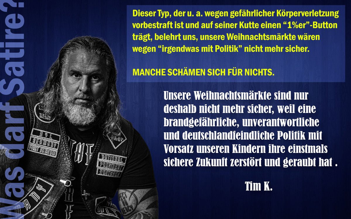 AndiRkn's tweet photo. #TimKellner #TimK #Satire #Weihnachtsmarkt #1Prozenter https://t.co/Zz5unNbSAB