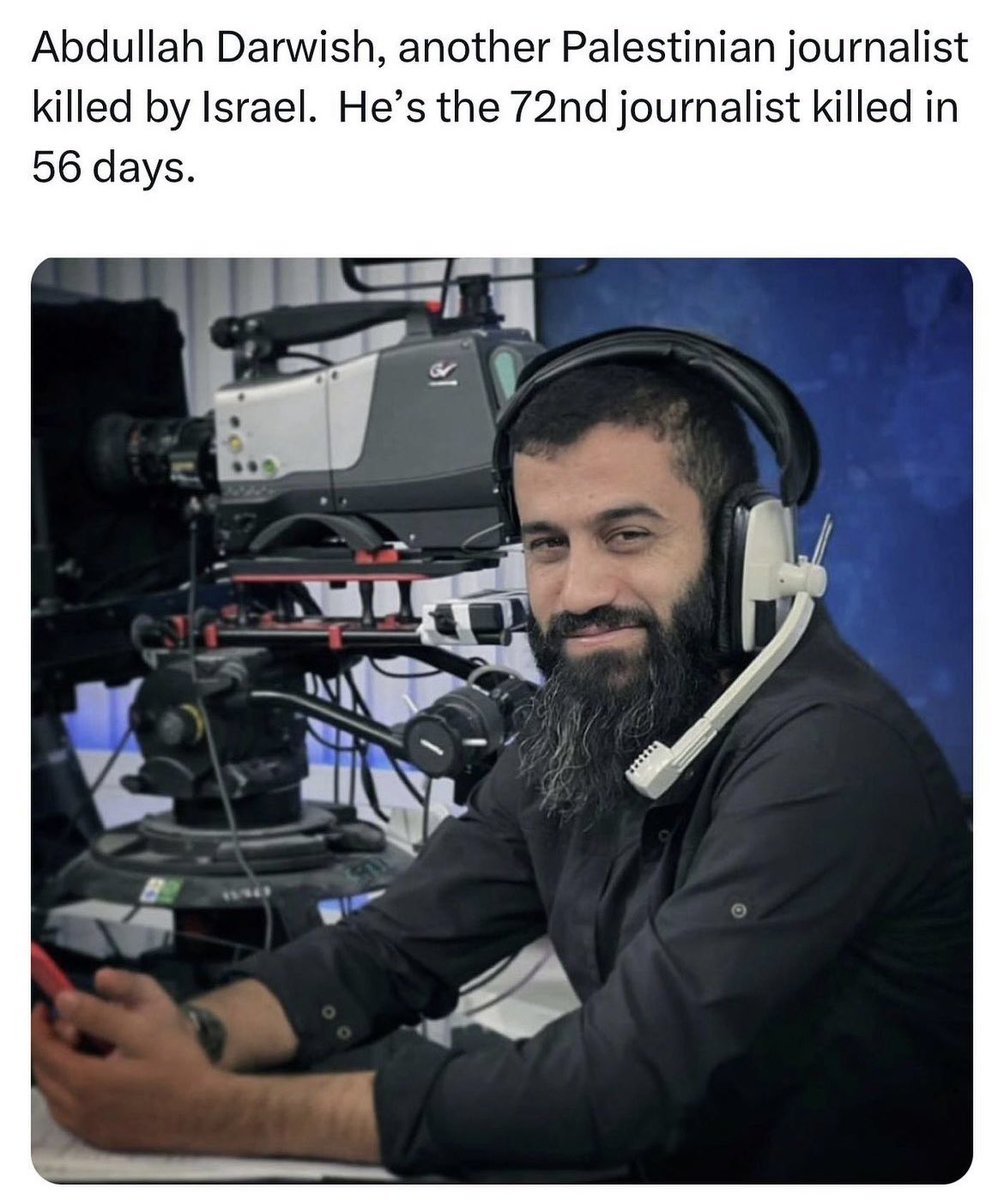 jakeshieldsajj's tweet photo. Israel has killed at least 72 journalist 

This is unheard of in any modern conflict https://t.co/zfJR7XVbiW