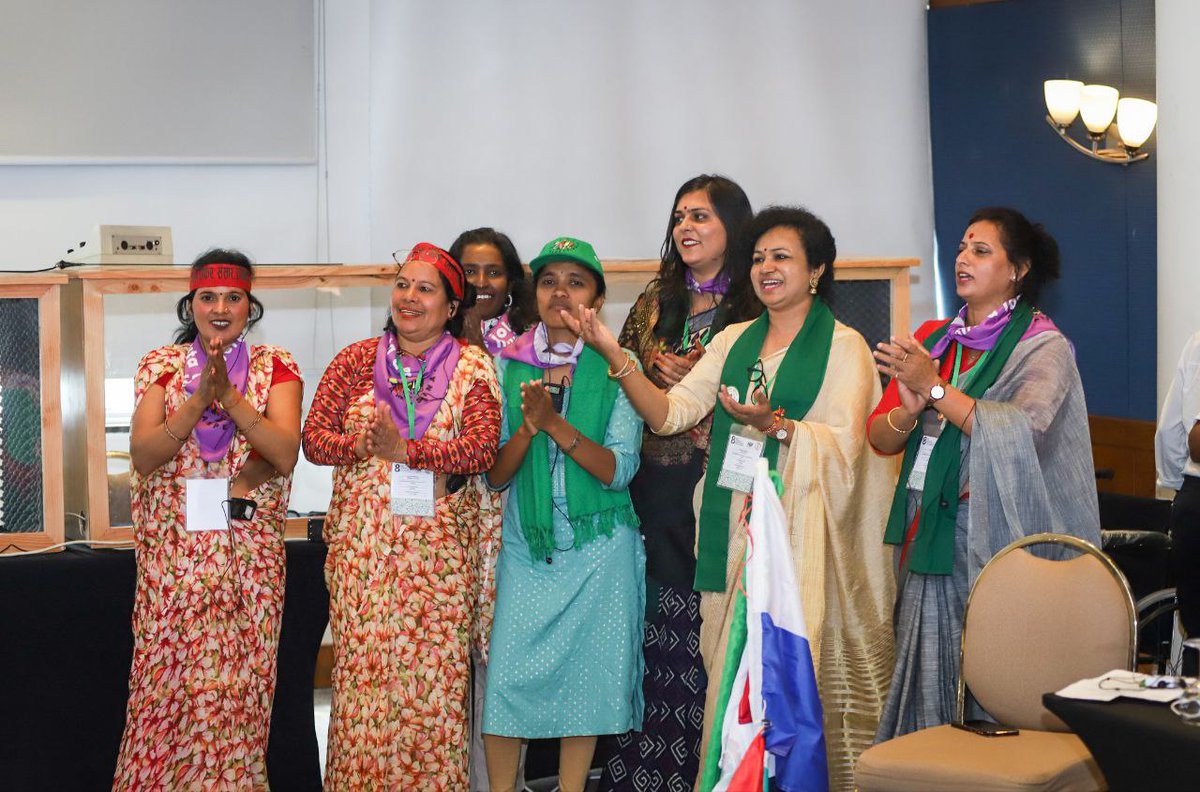 via_campesina's tweet photo. The 6th International Women's Assembly of La Via Campesina took place yesterday. Nearly 200 delegates reflected on and celebrated the 30 years of the movement and the central role of #PeasantsWomen in advancing the struggles in the territories. #8ConfLVC #LVC30Years https://t.co/GbCJEZ2Hdt