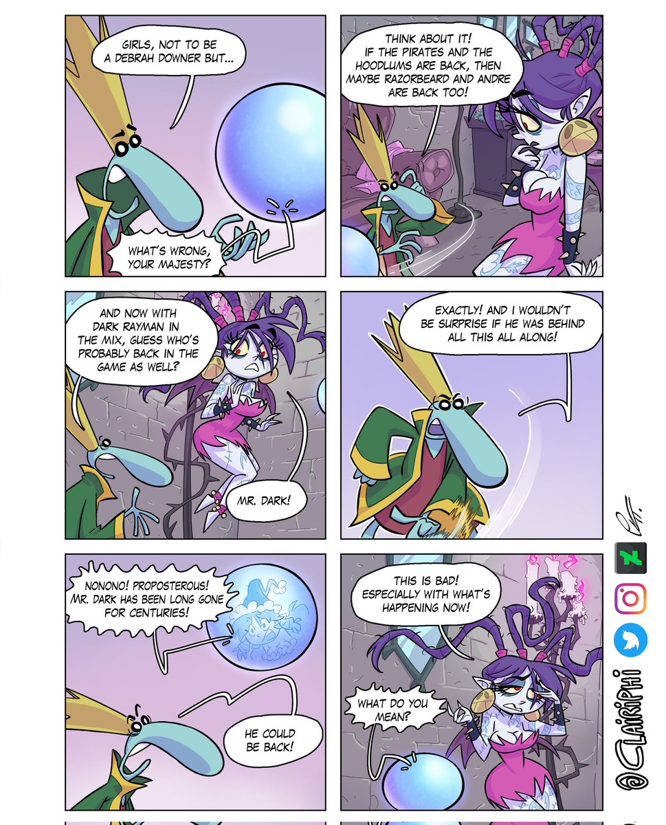 clairiphi's tweet photo. Rayman Nightmarish chapter 11 (Checkpoint Globox) pages 9-10-11💜
Ps: my collaborator is experiencing technical difficulties with his new computer so idk if the next update will come out in time https://t.co/HUUi5s6Law