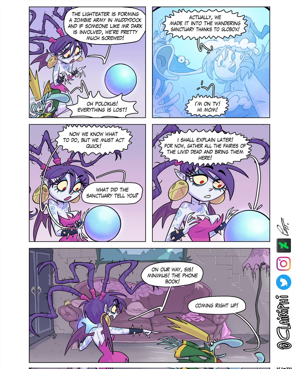 clairiphi's tweet photo. Rayman Nightmarish chapter 11 (Checkpoint Globox) pages 9-10-11💜
Ps: my collaborator is experiencing technical difficulties with his new computer so idk if the next update will come out in time https://t.co/HUUi5s6Law