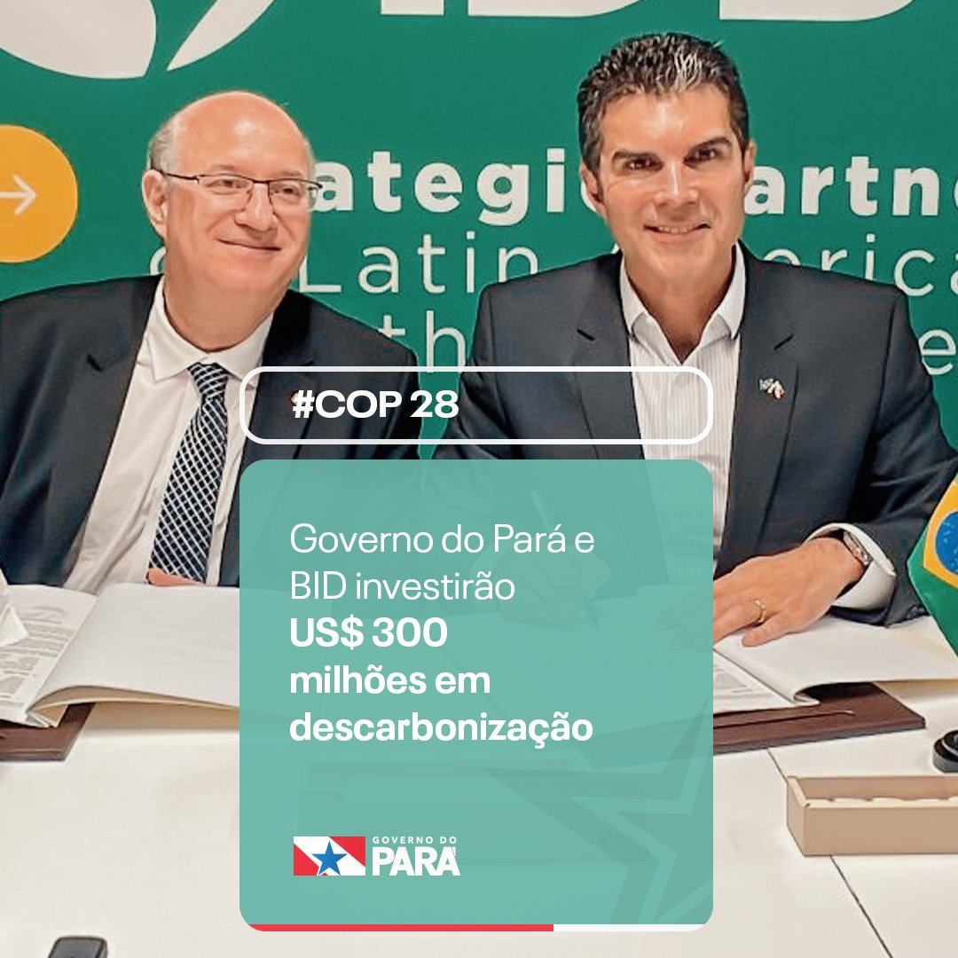 O governador do Pará, Helder Barbalho, e o presidente do Banco Interamericano de Desenvolvimento, Ilan Goldfajn, assinaram, neste domingo (3), uma carta de intenção para o financiamento de recursos da ordem de US$ 300 milhões, na modalidade de empréstimo baseado em políticas.