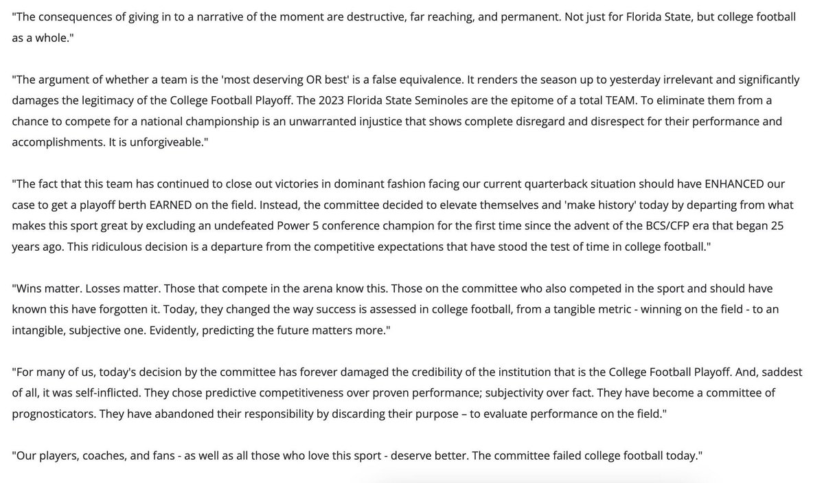 mzenitz's tweet photo. A statement from Florida State AD Michael Alford

https://t.co/lcDGoumJvd https://t.co/v14PiS2clo