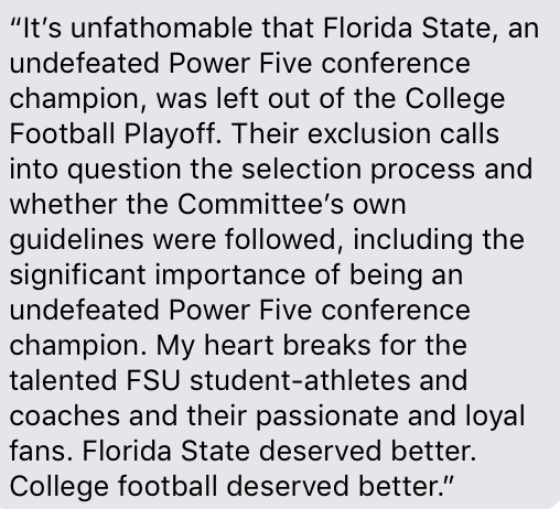 ACC commissioner Jim Phillips calls the CFP's decision "unfathomable."
