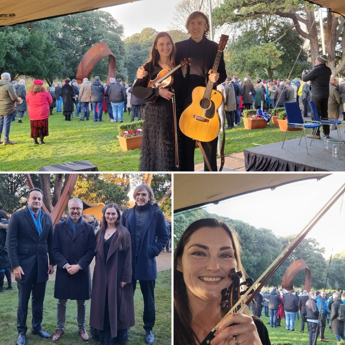 An incredible honour to play for the unveiling of this beautiful monument in Phoenix Park today. 
The 'Embraced Loop' monument is located in the People's Gardens in the Phoenix Park and is designed to express solidarity with everyone who has been affected by HIV and AIDS.🩷
