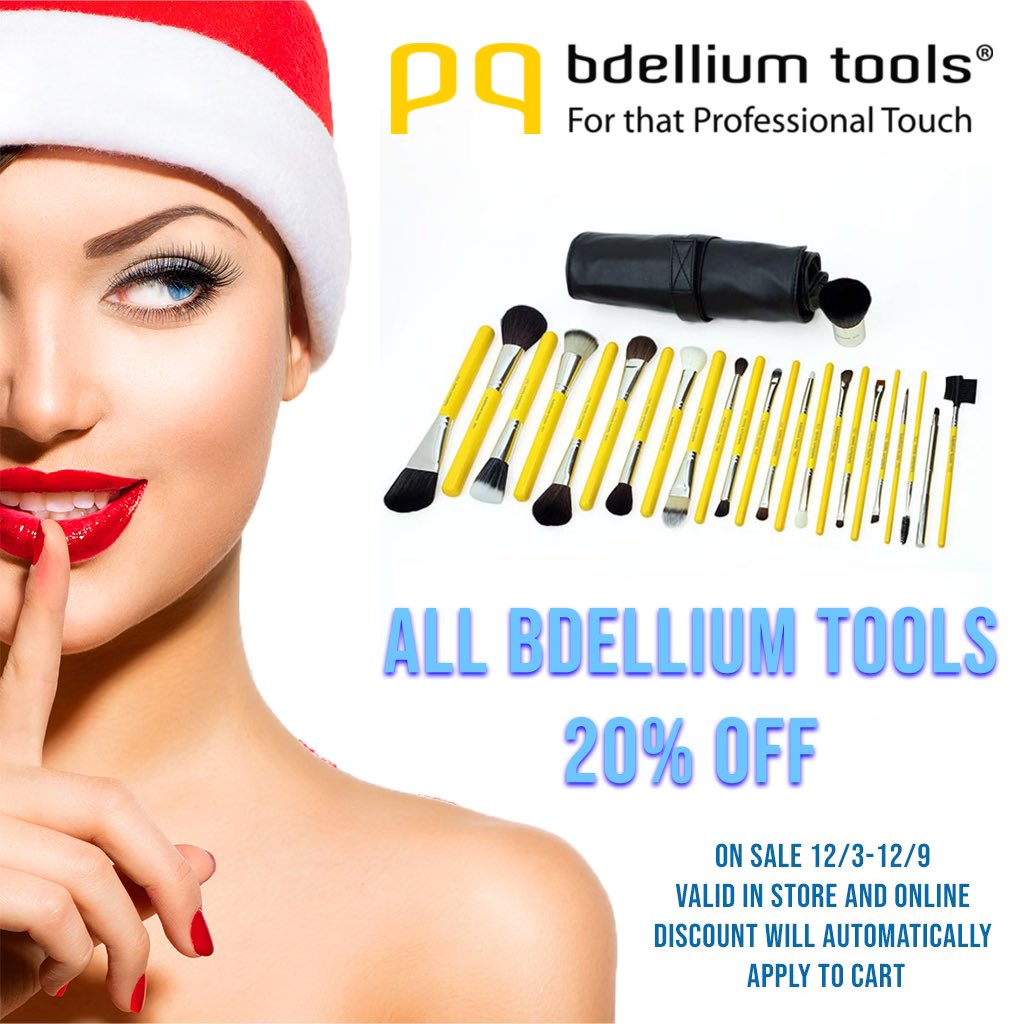 From 12/3-12-9 take 20% off ALL #BdelliumTools. From individual brushes to full sets, anyone would be happy to receive a Bdellium product. Save Now in store or online. #EmbellishFX #Sale #HolidaySale