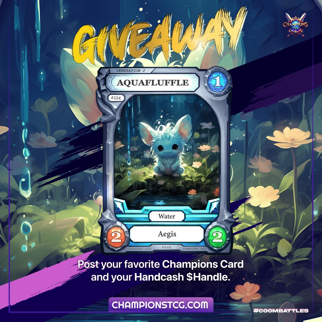 OtherworldlyTCG's tweet photo. #CoOMMondaysGiveaway #1
Win a rare Aquafluffle card! ๐๐พ
Follow, RT & comment your $Handle.
#ChampionsTCG #Giveaway #MagicCardGame Winners announced every Monday! https://t.co/74NPzKdvQp